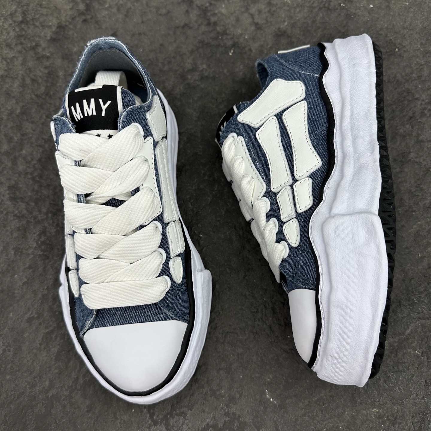 Maison Mihara Yasuhiro MMY AMIRI  低筒 溶胶鞋 帆布鞋 板鞋 休闲鞋 增高鞋 男鞋 女鞋  骨骼蓝色