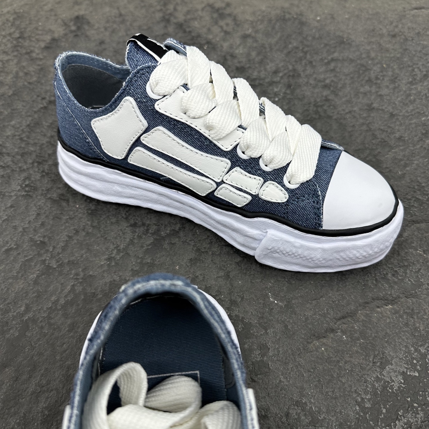 Maison Mihara Yasuhiro MMY AMIRI  低筒 溶胶鞋 帆布鞋 板鞋 休闲鞋 增高鞋 男鞋 女鞋  骨骼蓝色