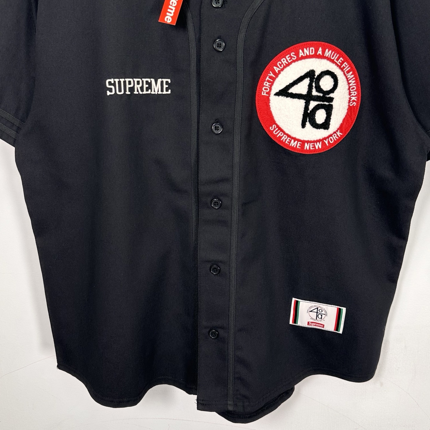 Supreme x 40 Acres 联名款 SS25 WEEK9 Twill Baseball Jersey  休闲 印花短袖 T恤  棒球服 黑色 白色  SUP-SS25-246 SUP-SS25-246