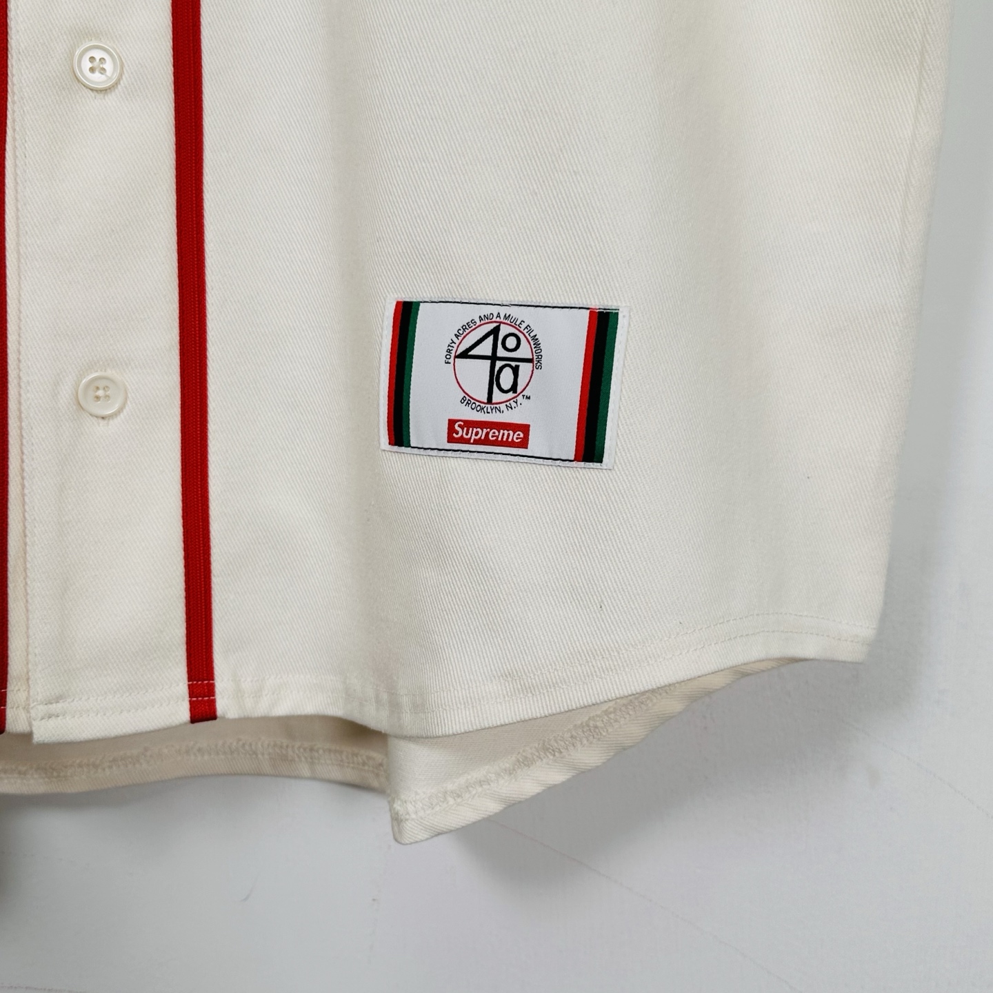 Supreme x 40 Acres 联名款 SS25 WEEK9 Twill Baseball Jersey  休闲 印花短袖 T恤  棒球服 黑色 白色  SUP-SS25-246 SUP-SS25-246