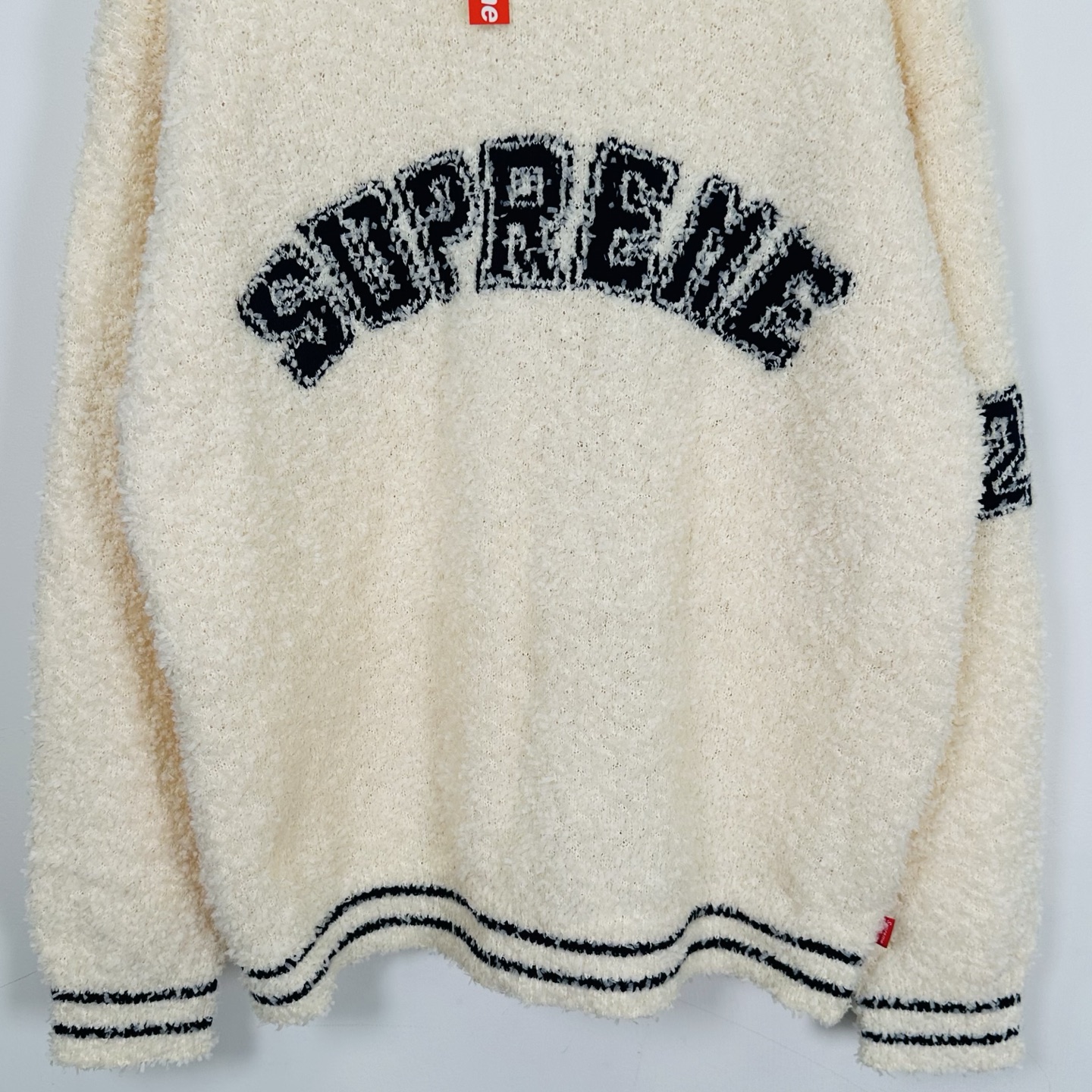 SupremeSS25 WEEK5 Textured Arc Sweater 弧形logo毛绒舒适美式潮流毛衣 秋衣 长袖T恤 男女同款 黑色 粉色 白色 SUP-SS25-109
