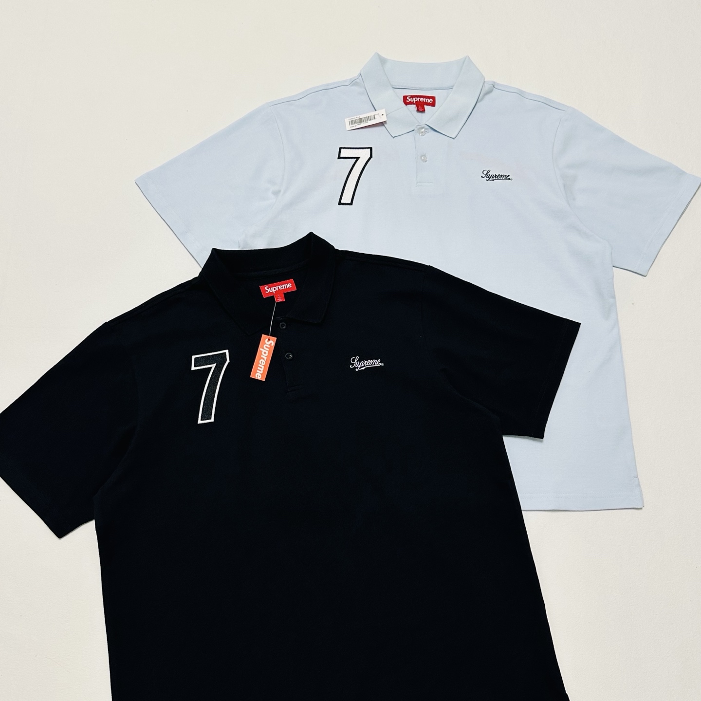 Supreme polo衫 字母 短袖 休闲T恤 黑色 蓝色 SUP-SS25-129