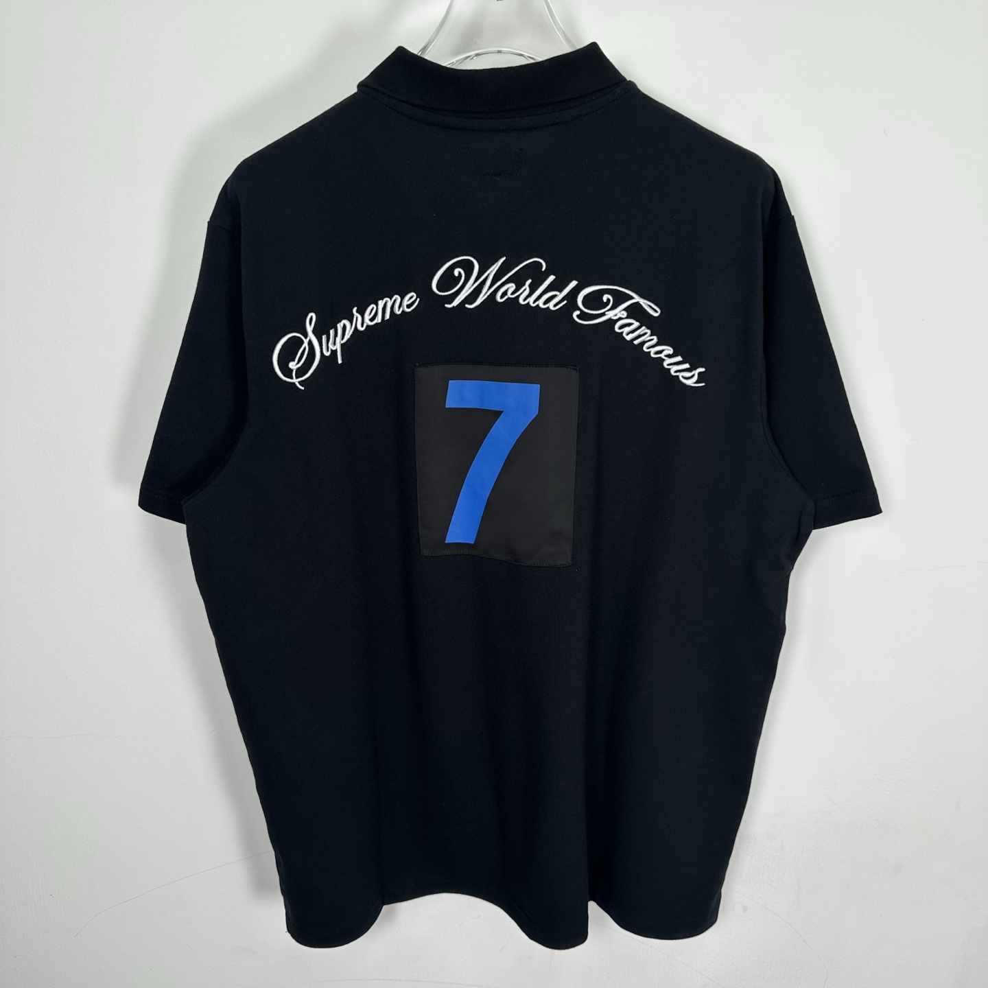 Supreme polo衫 字母 短袖 休闲T恤 黑色 蓝色 SUP-SS25-129