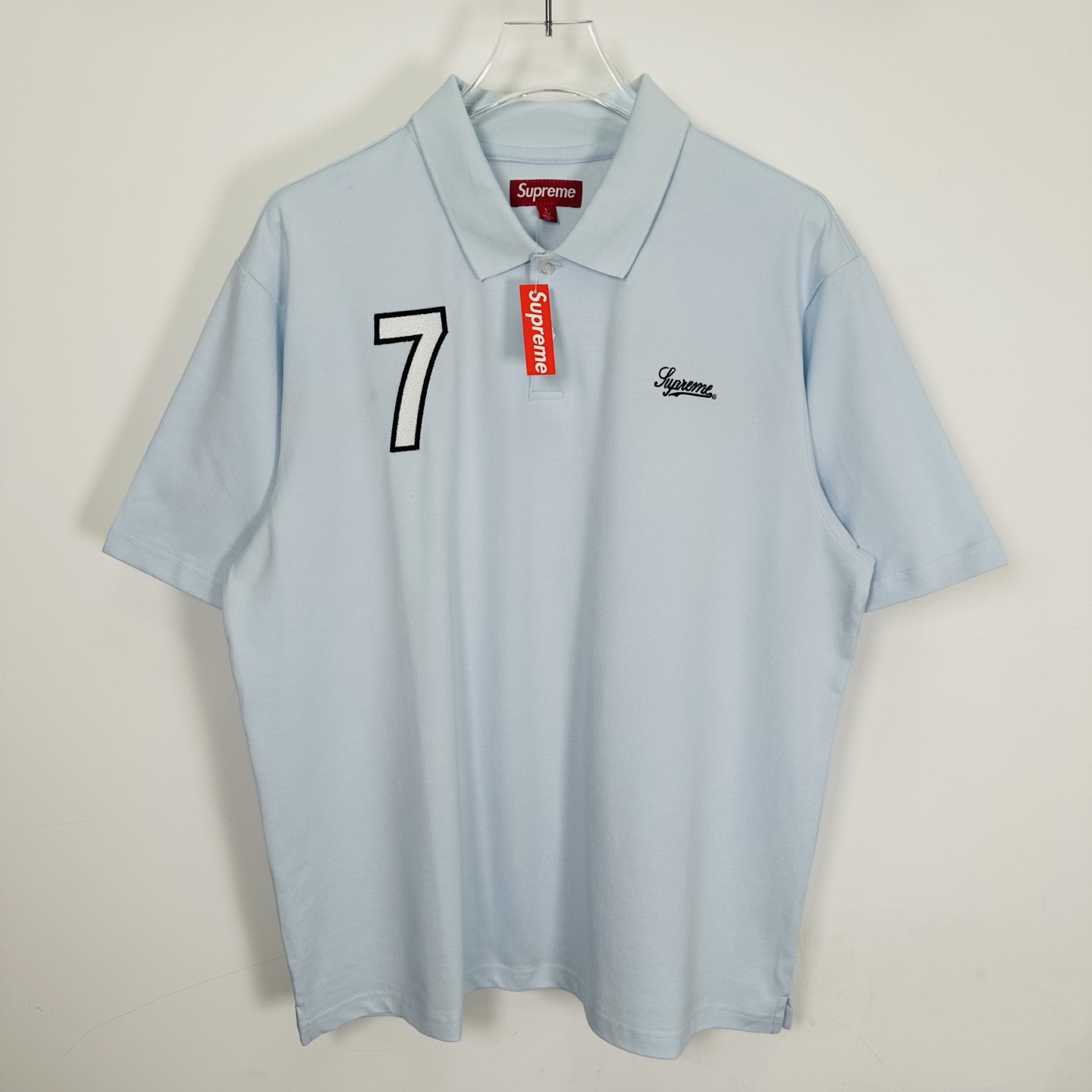 Supreme polo衫 字母 短袖 休闲T恤 黑色 蓝色 SUP-SS25-129