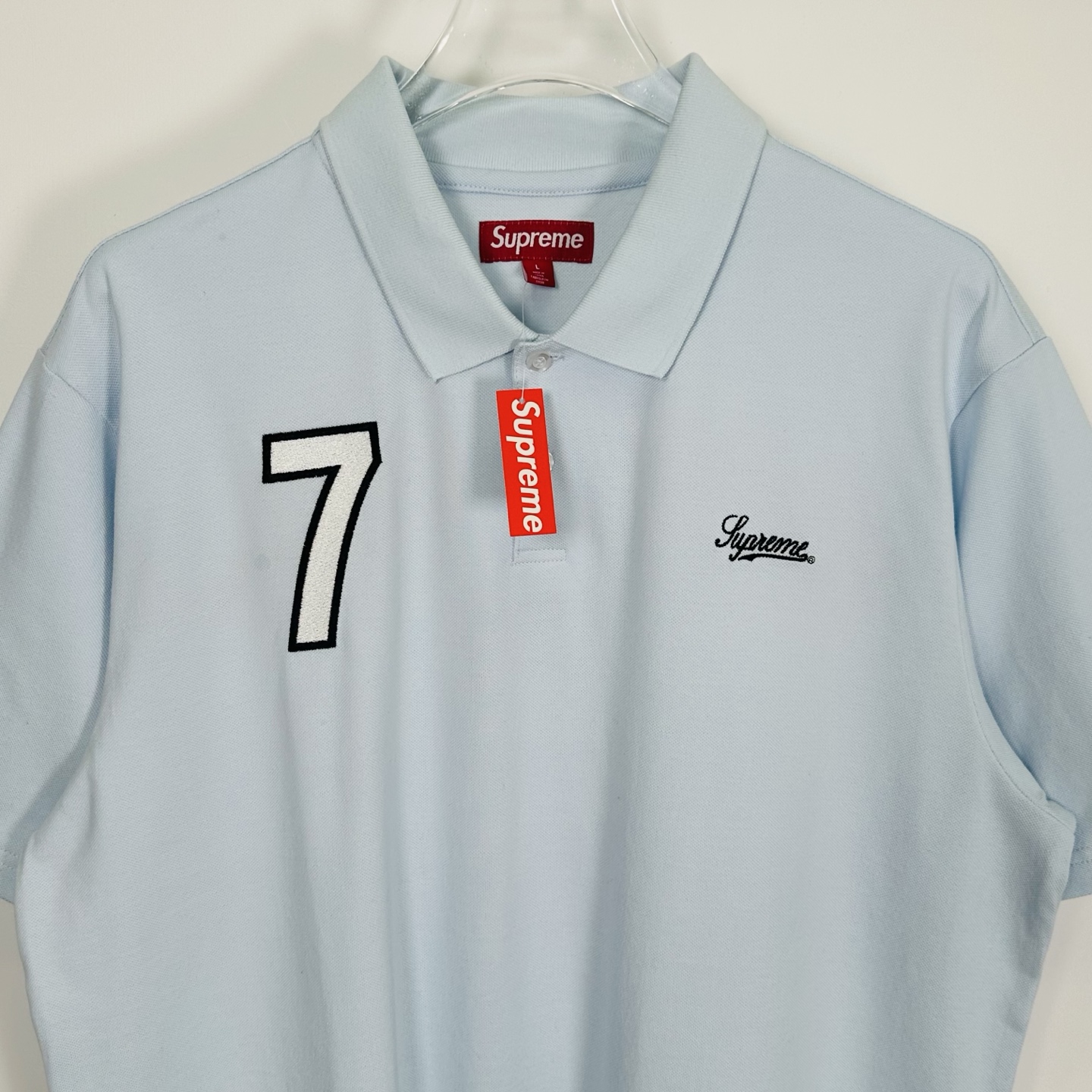 Supreme polo衫 字母 短袖 休闲T恤 黑色 蓝色 SUP-SS25-129
