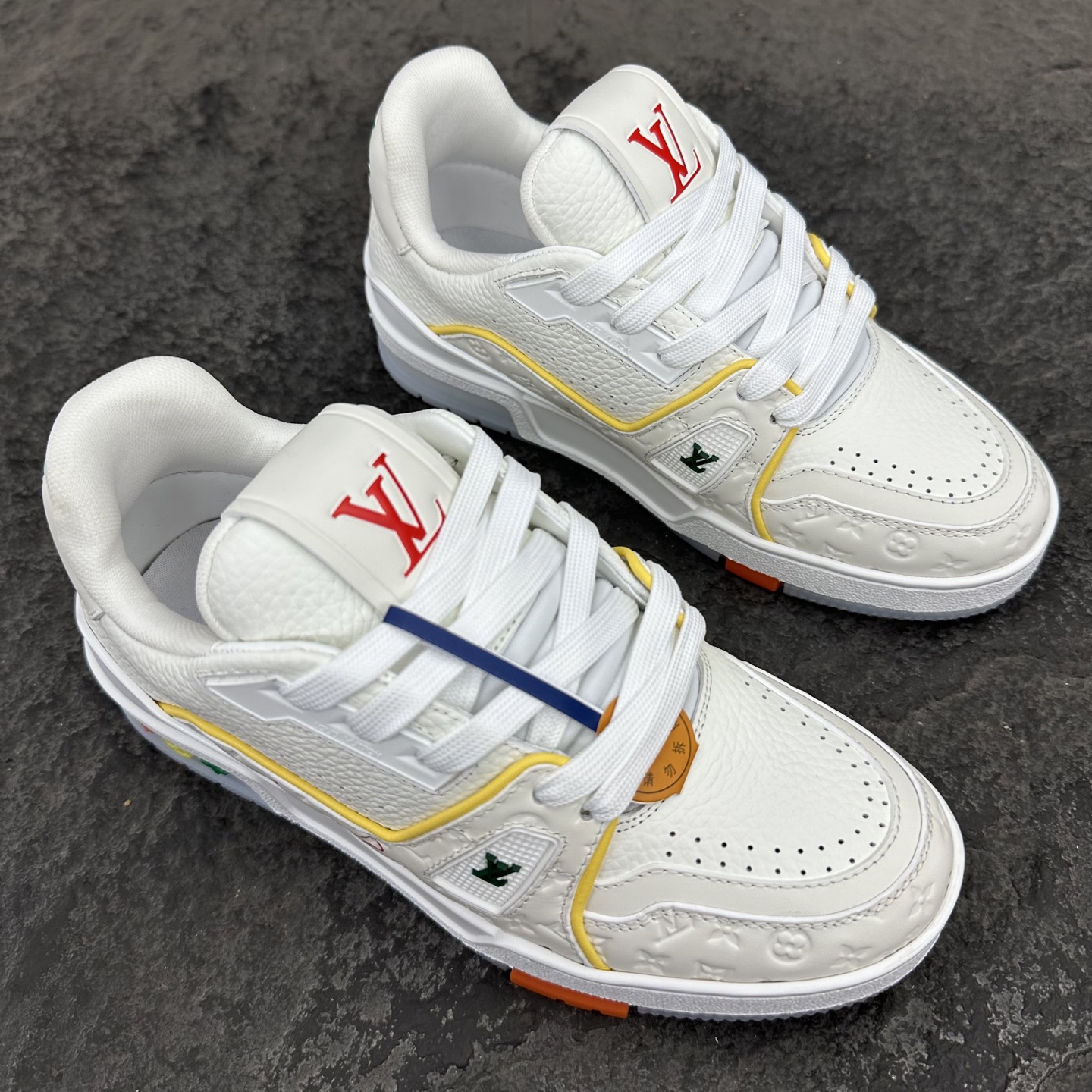Louis Vuitton LV Trainer 路易威登 低筒 休闲鞋 板鞋 运动鞋 男鞋 女鞋 波鞋 白黄红 邮轮限定  1AHPJS