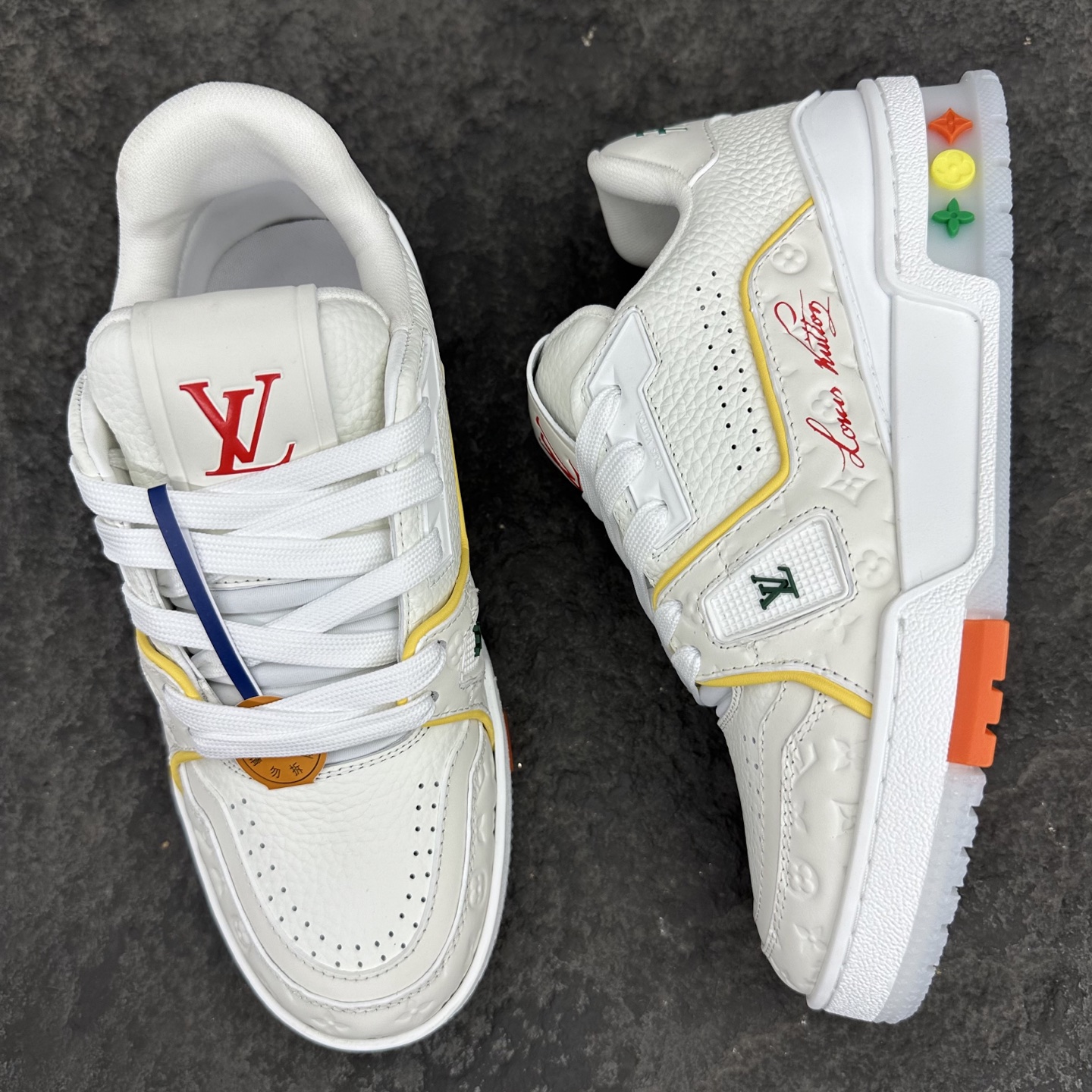 Louis Vuitton LV Trainer 路易威登 低筒 休闲鞋 板鞋 运动鞋 男鞋 女鞋 波鞋 白黄红 邮轮限定  1AHPJS