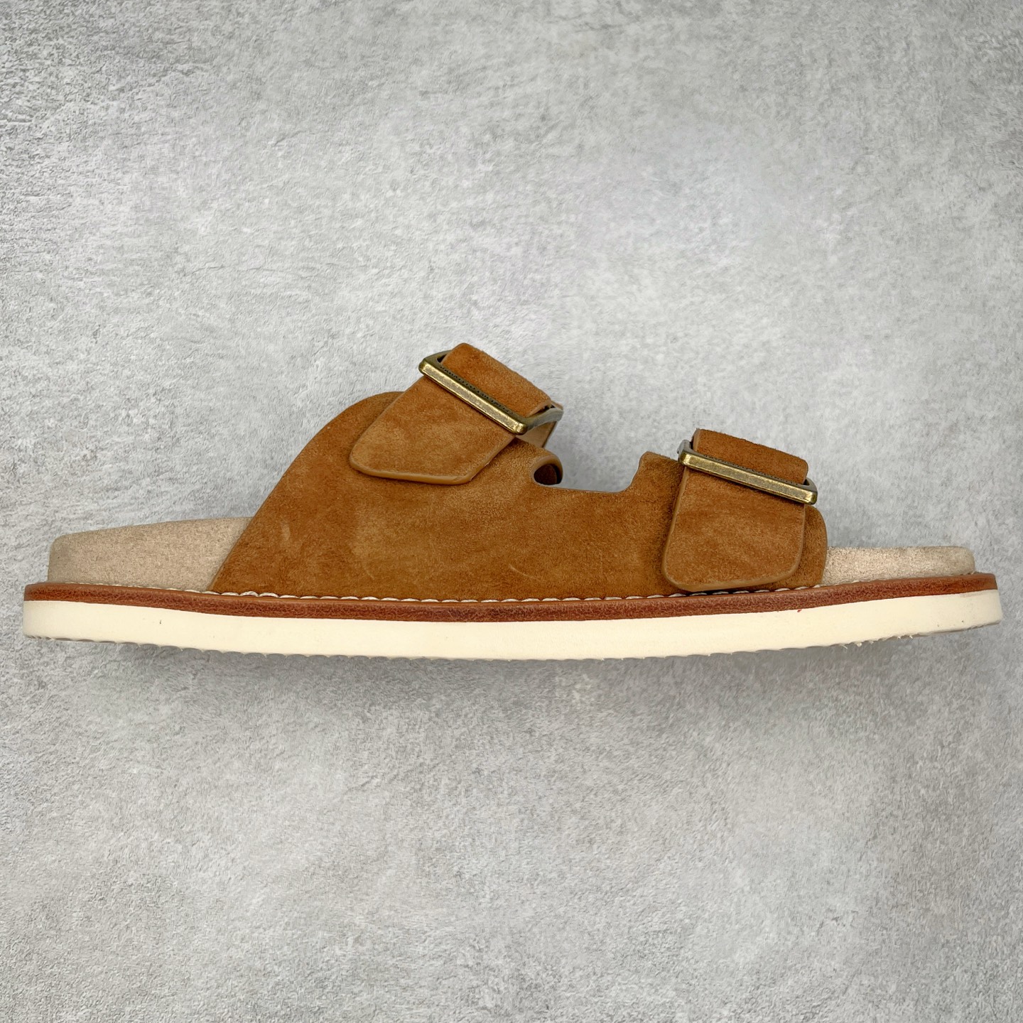 Brunello Cucinelli BC 工字 绒面革 圆头露趾 室内外 一字拖鞋 棕色 MZUSILY235CHW89