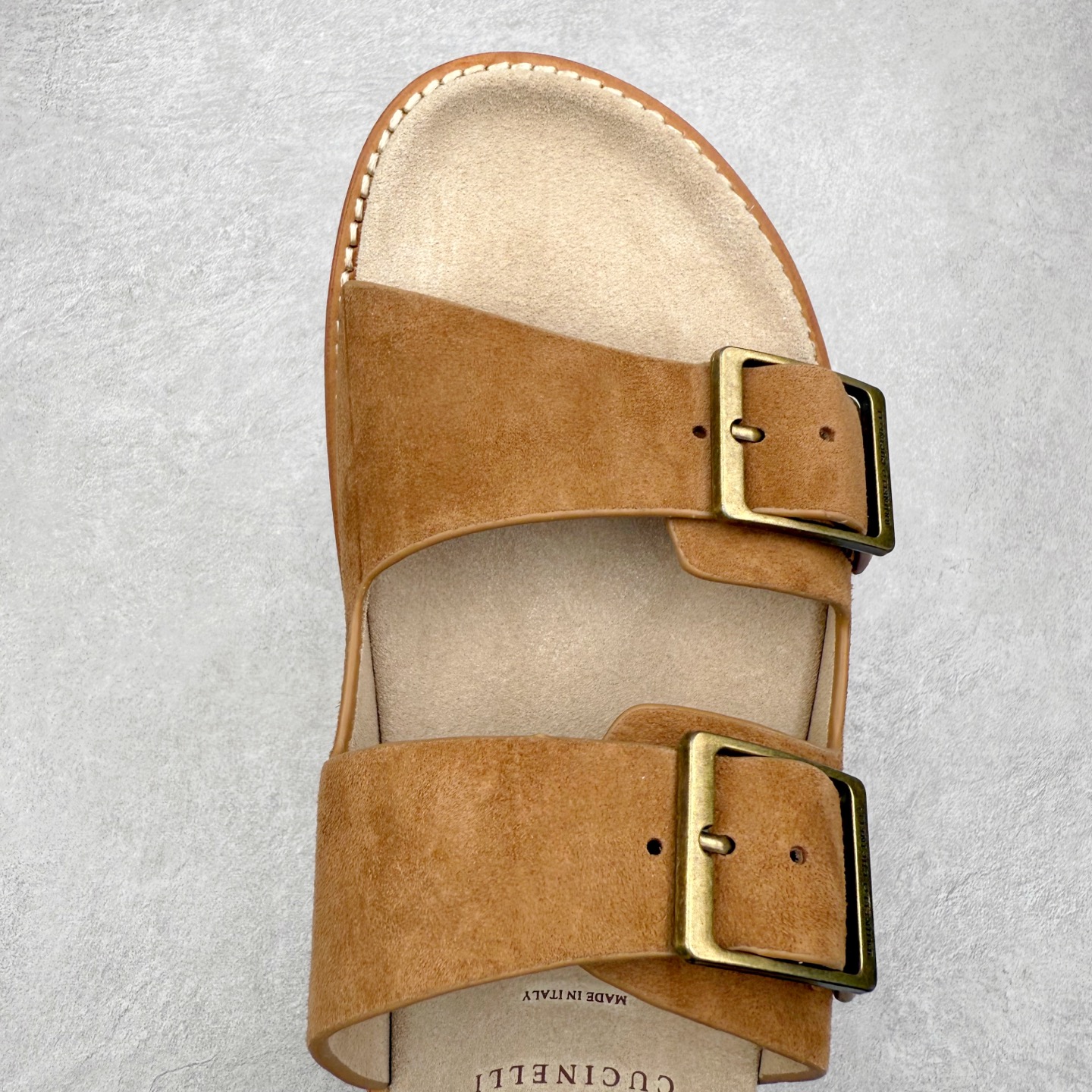 Brunello Cucinelli BC 工字 绒面革 圆头露趾 室内外 一字拖鞋 棕色 MZUSILY235CHW89