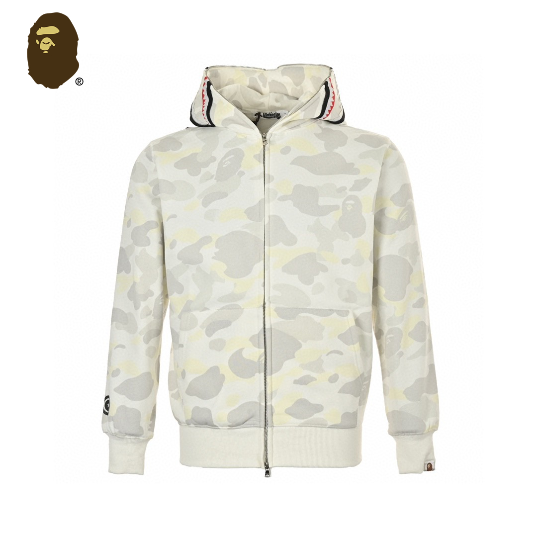 双帽子 A BATHING APE 鲨鱼系列 城市迷彩鲨鱼双连帽 拉链 外套卫衣 男女同款  1G80-115-023