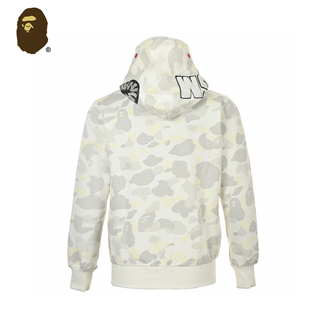 双帽子 A BATHING APE 鲨鱼系列 城市迷彩鲨鱼双连帽 拉链 外套卫衣 男女同款  1G80-115-023