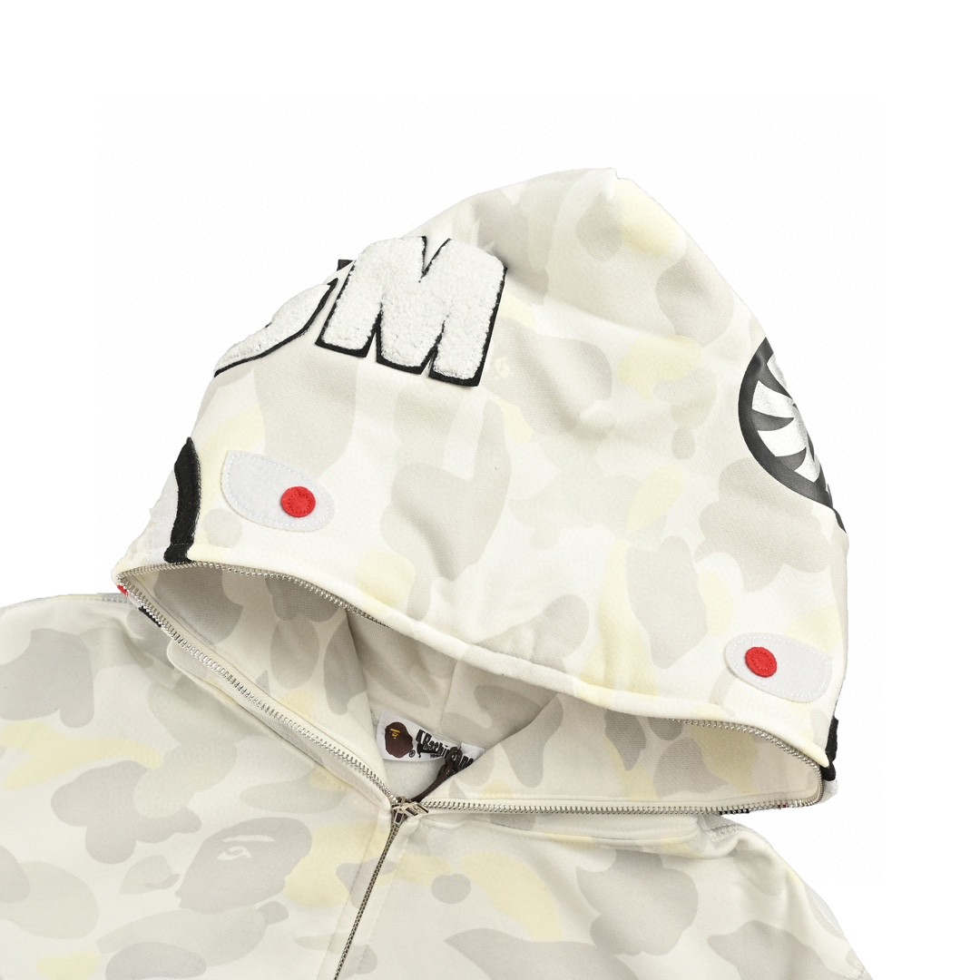 双帽子 A BATHING APE 鲨鱼系列 城市迷彩鲨鱼双连帽 拉链 外套卫衣 男女同款  1G80-115-023