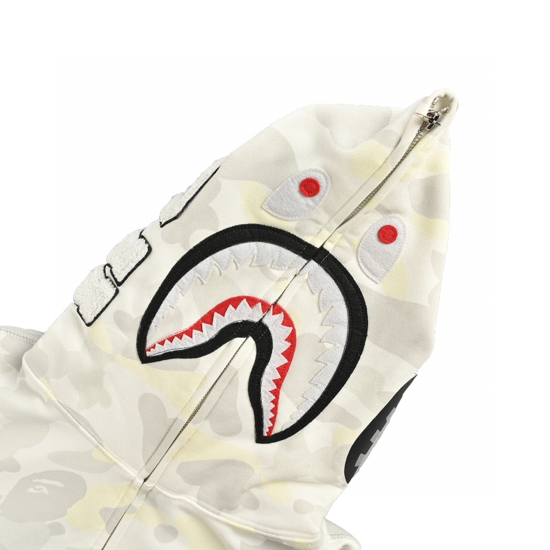 双帽子 A BATHING APE 鲨鱼系列 城市迷彩鲨鱼双连帽 拉链 外套卫衣 男女同款  1G80-115-023