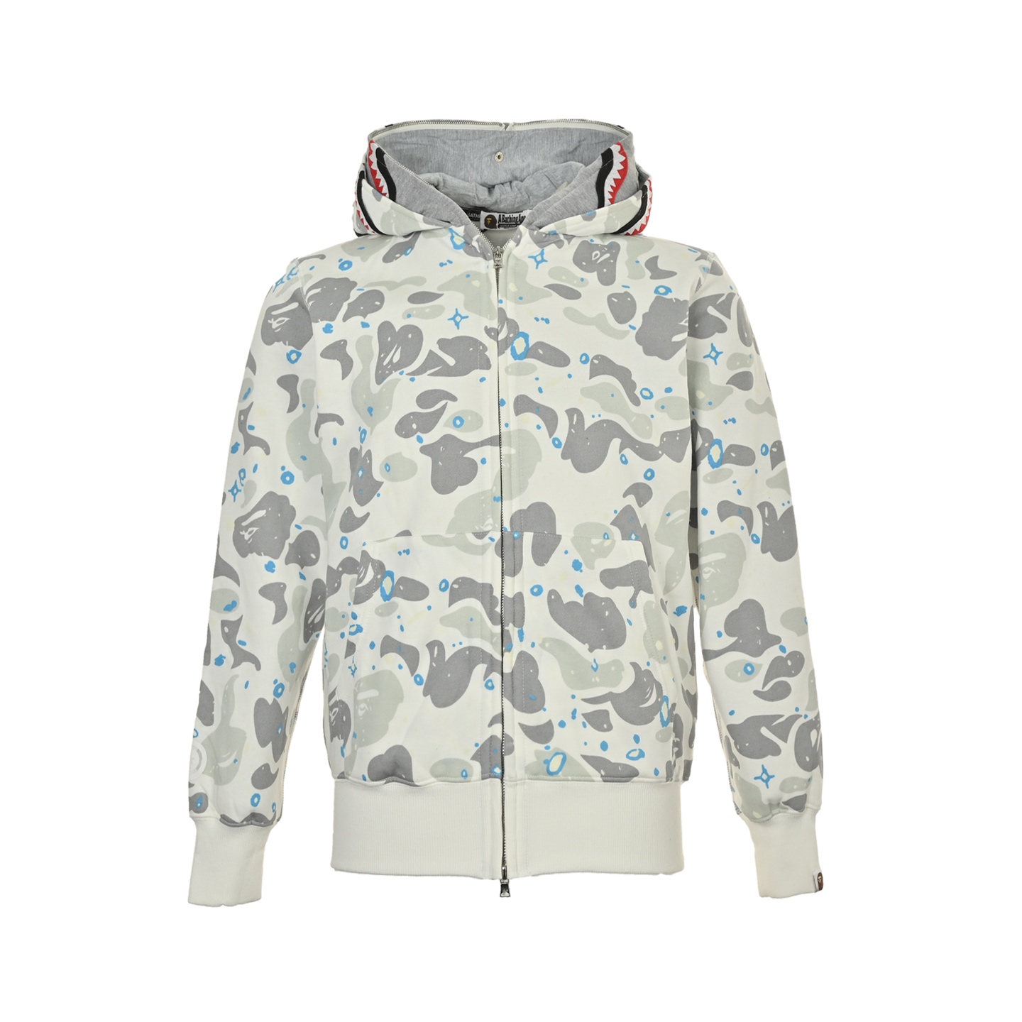 双帽子 星空荧光 A BATHING APE BAPE 鲨鱼系列 城市迷彩鲨鱼双连帽 拉链 外套卫衣 男女同款  白色  15004XE
