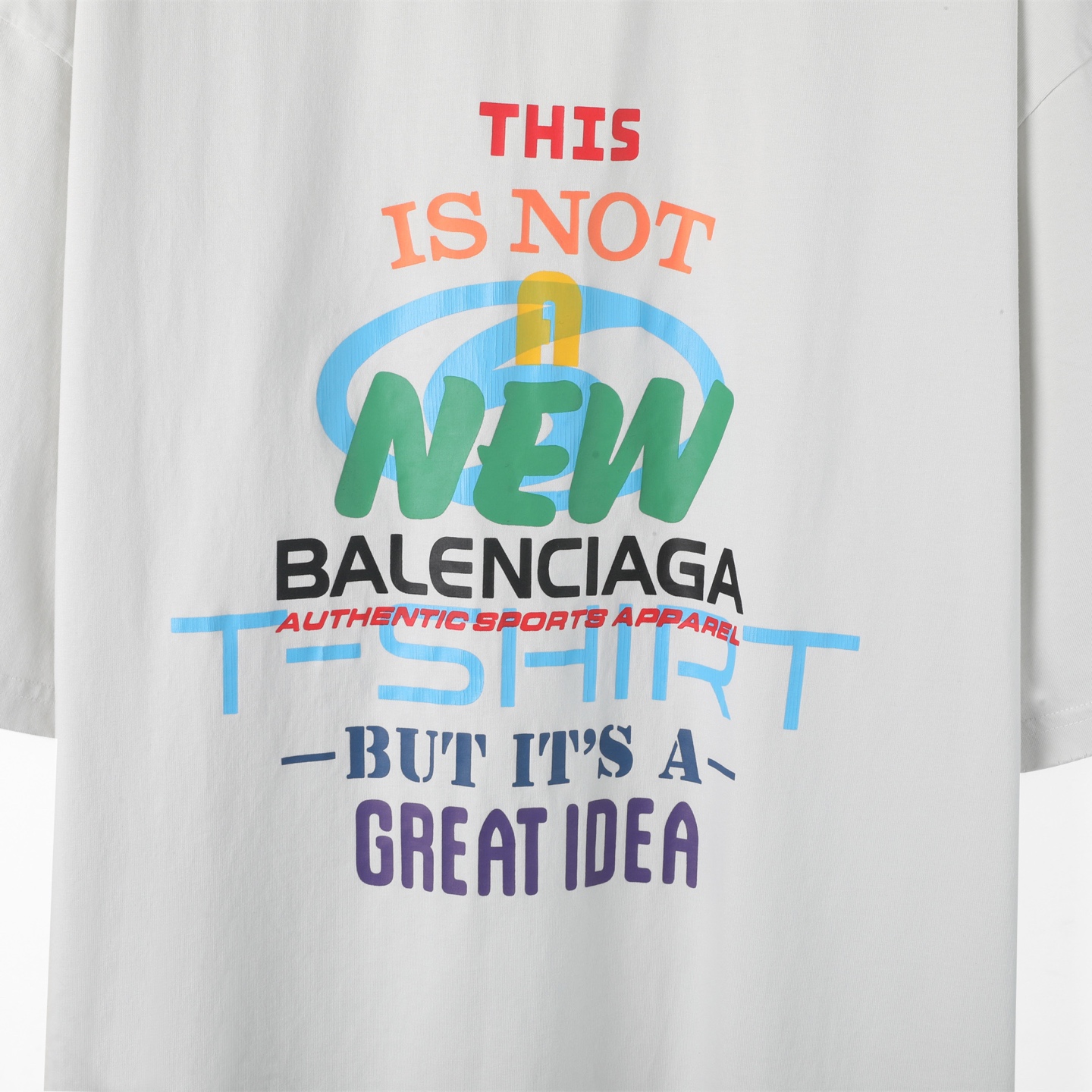 Balenciaga 巴黎世家 彩字裂纹  印花短袖 T恤 圆领 短款 夏季 白色A5