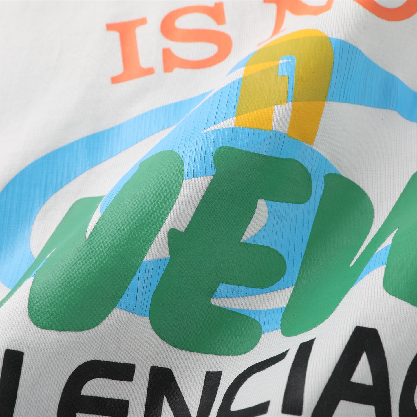 Balenciaga 巴黎世家 彩字裂纹  印花短袖 T恤 圆领 短款 夏季 白色A5