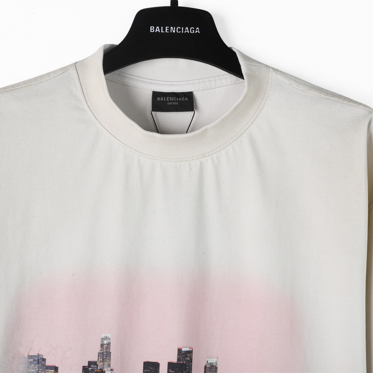 Balenciaga 巴黎世家 洛杉矶夜景 印花短袖 T恤 圆领 短款 夏季 黑色A5 764235TSVR29012