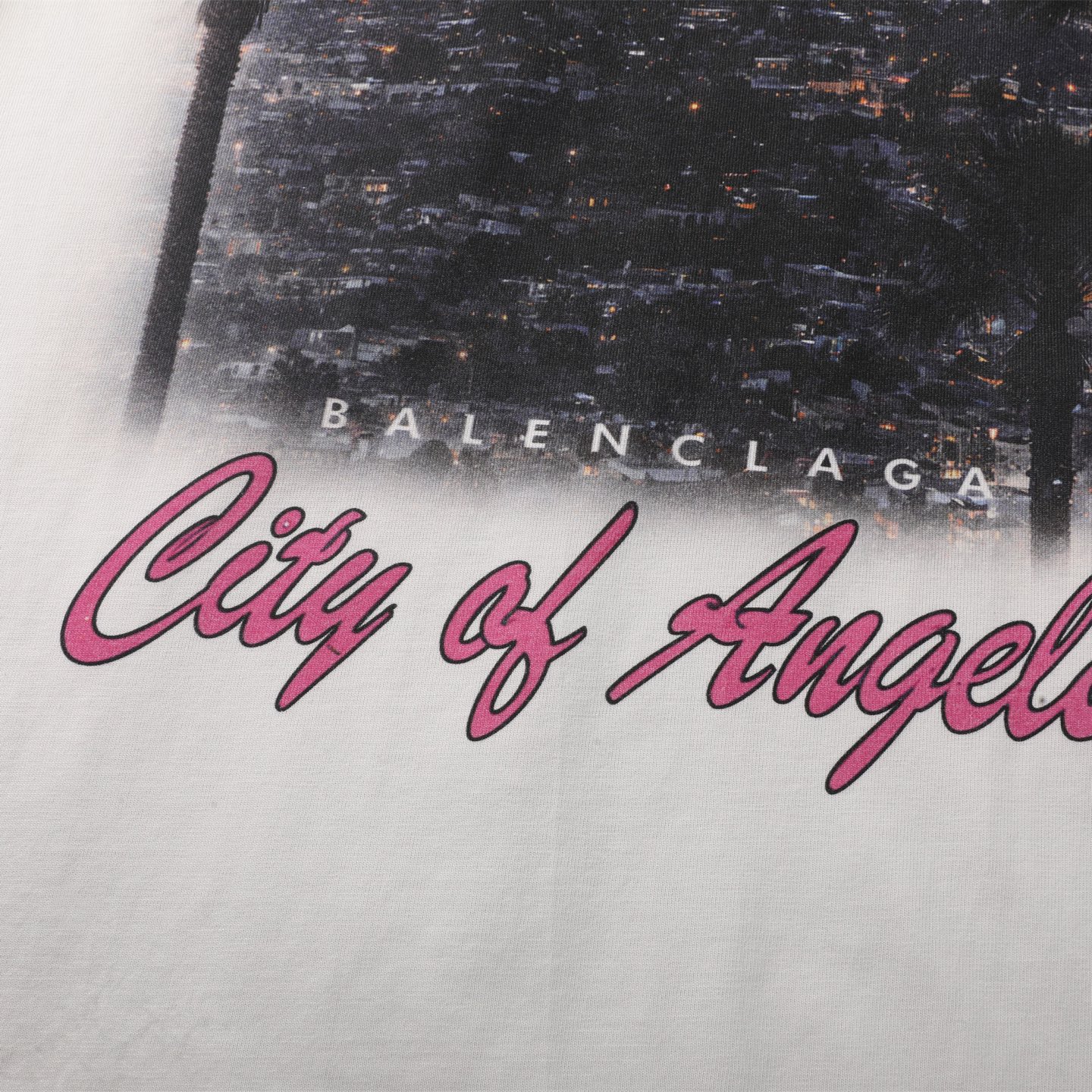 Balenciaga 巴黎世家 洛杉矶夜景 印花短袖 T恤 圆领 短款 夏季 黑色A5 764235TSVR29012