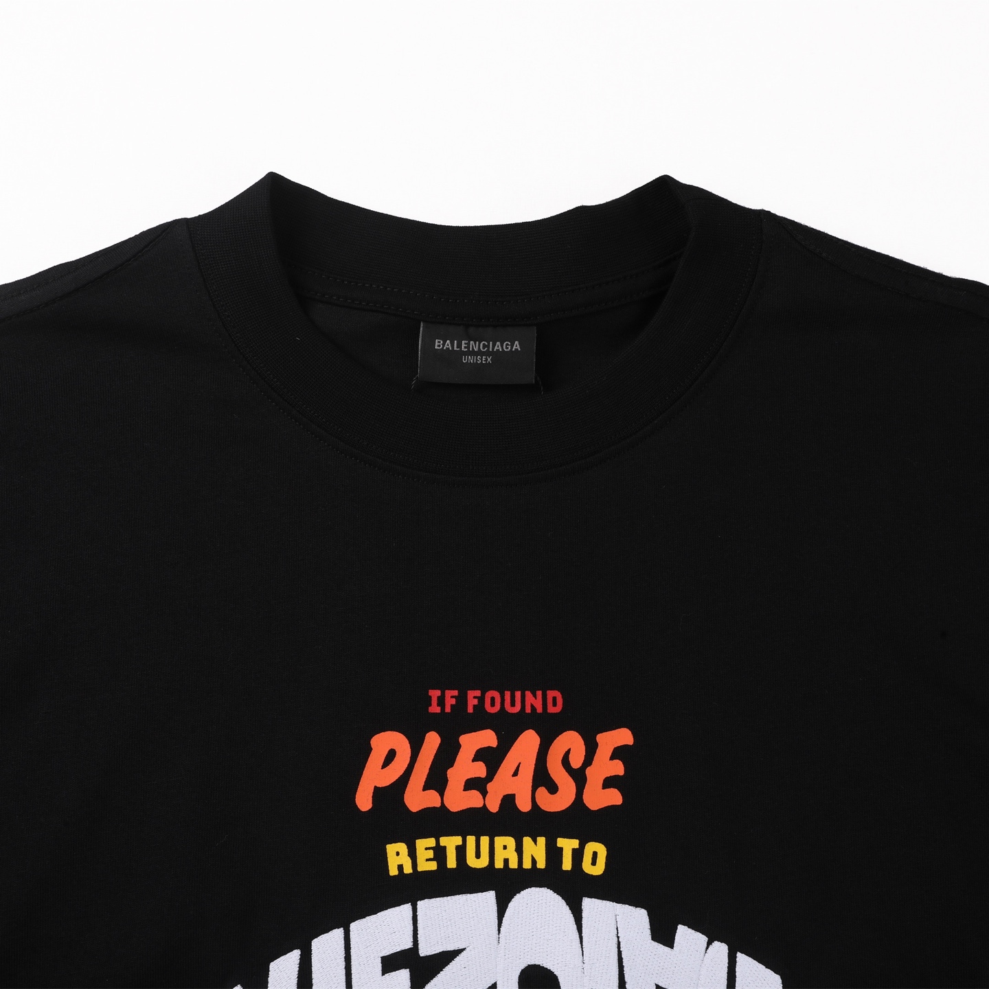  Balenciaga 巴黎世家 倒字母logo刺绣  印花短袖 T恤 圆领 短款 夏季 黑色A5  739028TTVA21070