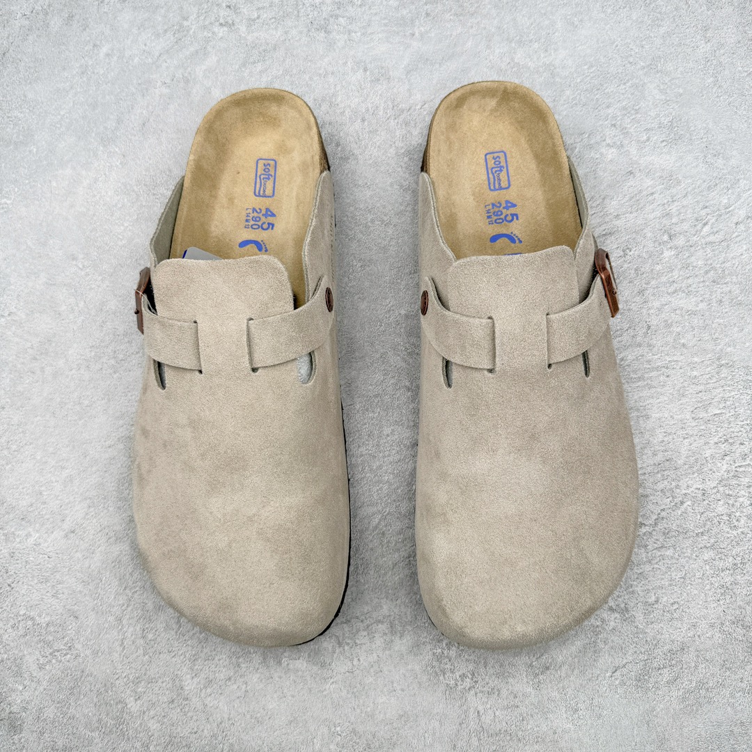 Birkenstock   Boston VL 勃肯 绒面 舒适圆头百搭增高厚底 包头拖鞋 男女同款 灰色 