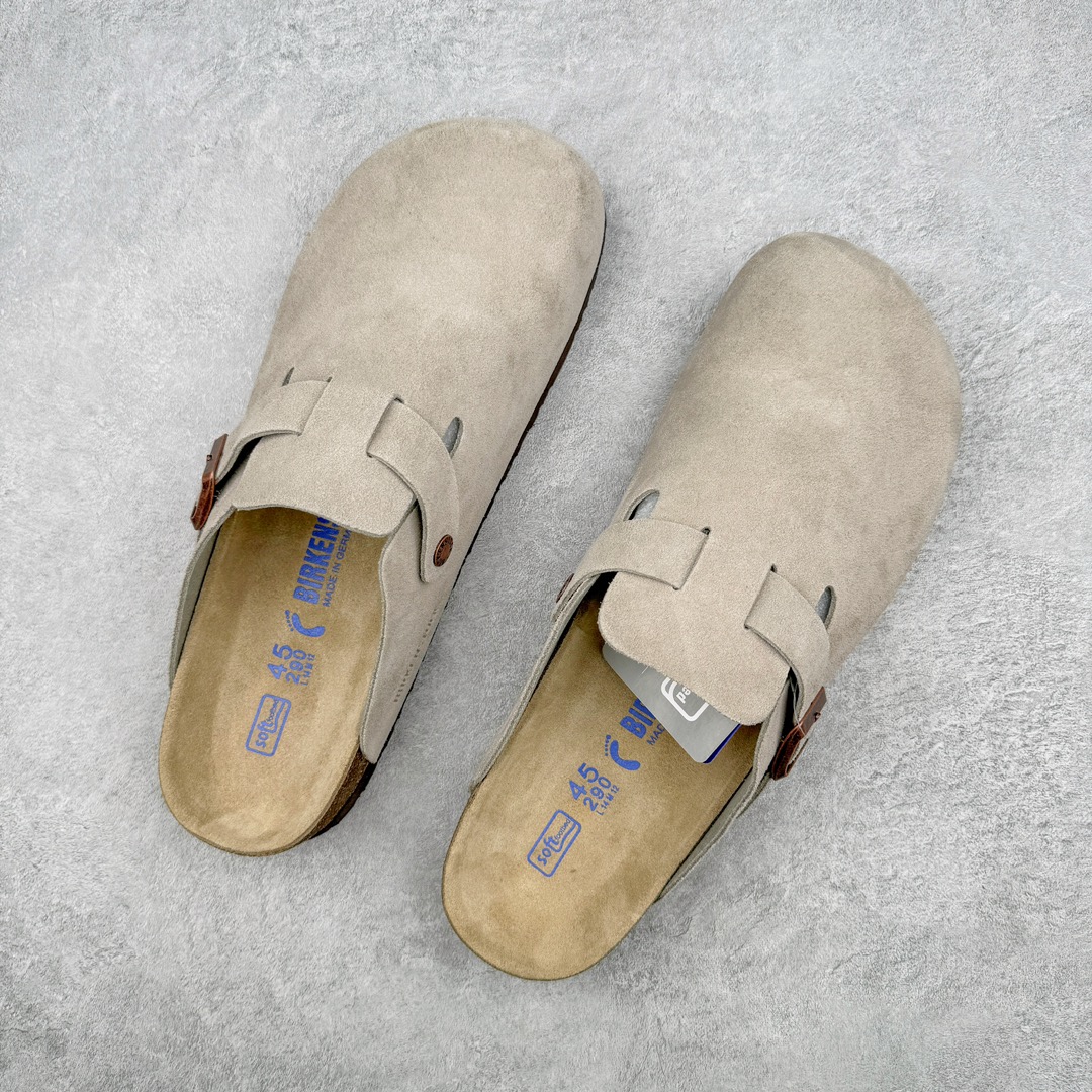 Birkenstock   Boston VL 勃肯 绒面 舒适圆头百搭增高厚底 包头拖鞋 男女同款 灰色 