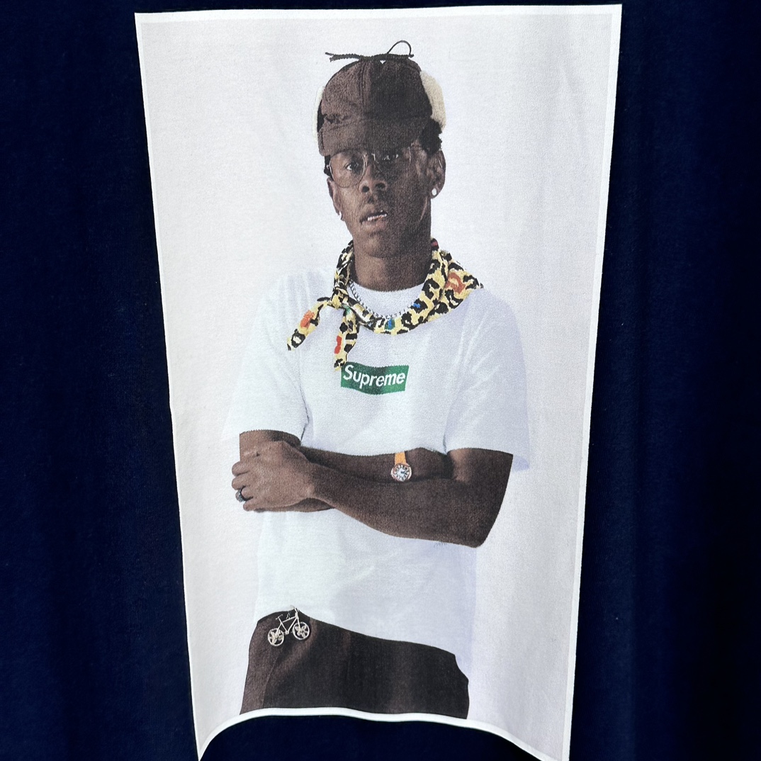 Supreme  Tyler The Creator Tee  泰勒人物 印花logo圆领 短袖T恤 男女同款 黑色 蓝 白色   