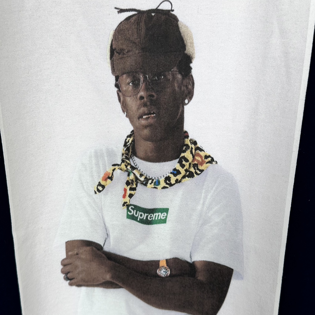 Supreme  Tyler The Creator Tee  泰勒人物 印花logo圆领 短袖T恤 男女同款 黑色 蓝 白色   
