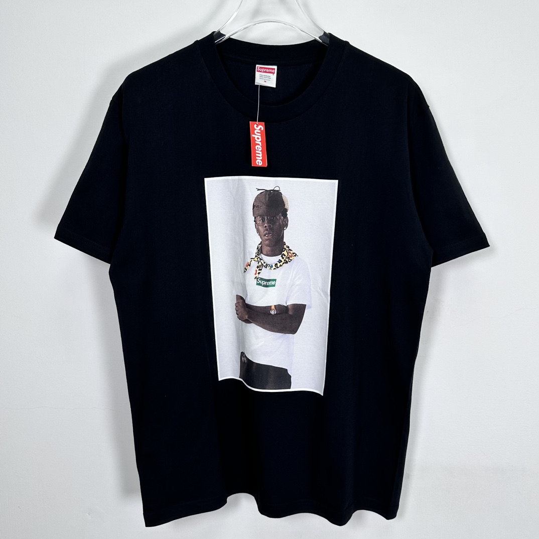 Supreme  Tyler The Creator Tee  泰勒人物 印花logo圆领 短袖T恤 男女同款 黑色 蓝 白色   