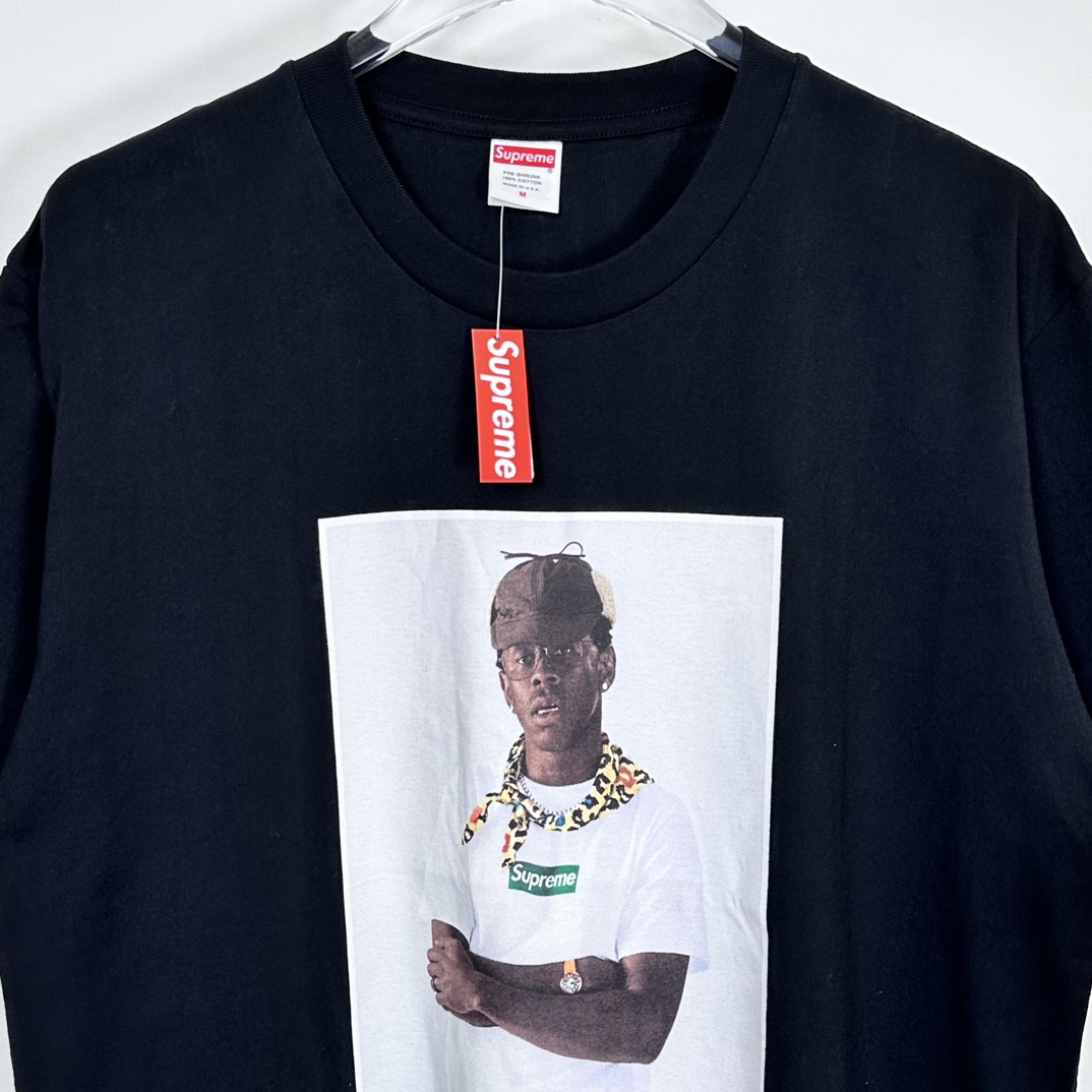 Supreme  Tyler The Creator Tee  泰勒人物 印花logo圆领 短袖T恤 男女同款 黑色 蓝 白色   