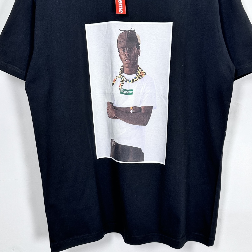 Supreme  Tyler The Creator Tee  泰勒人物 印花logo圆领 短袖T恤 男女同款 黑色 蓝 白色   
