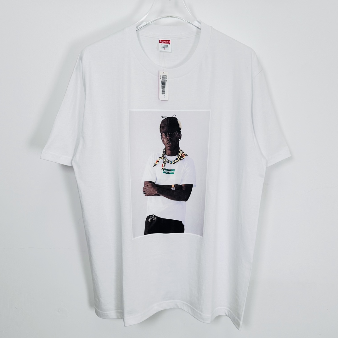 Supreme  Tyler The Creator Tee  泰勒人物 印花logo圆领 短袖T恤 男女同款 黑色 蓝 白色   
