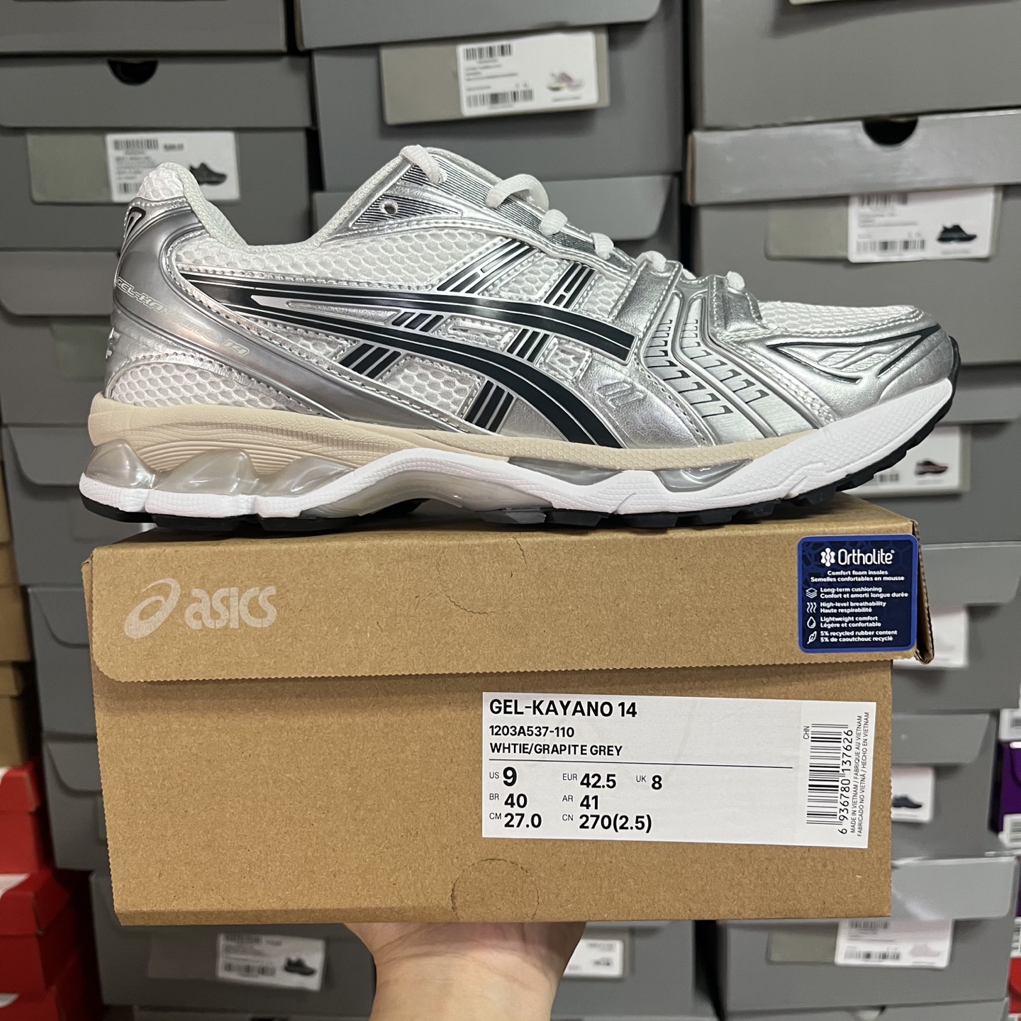 ASICS GEL-KAYANO K14 亚瑟士  低筒 减震 户外机能 运动鞋 跑步鞋  休闲鞋 板鞋 波鞋 男女同款 银白 1203A537-110