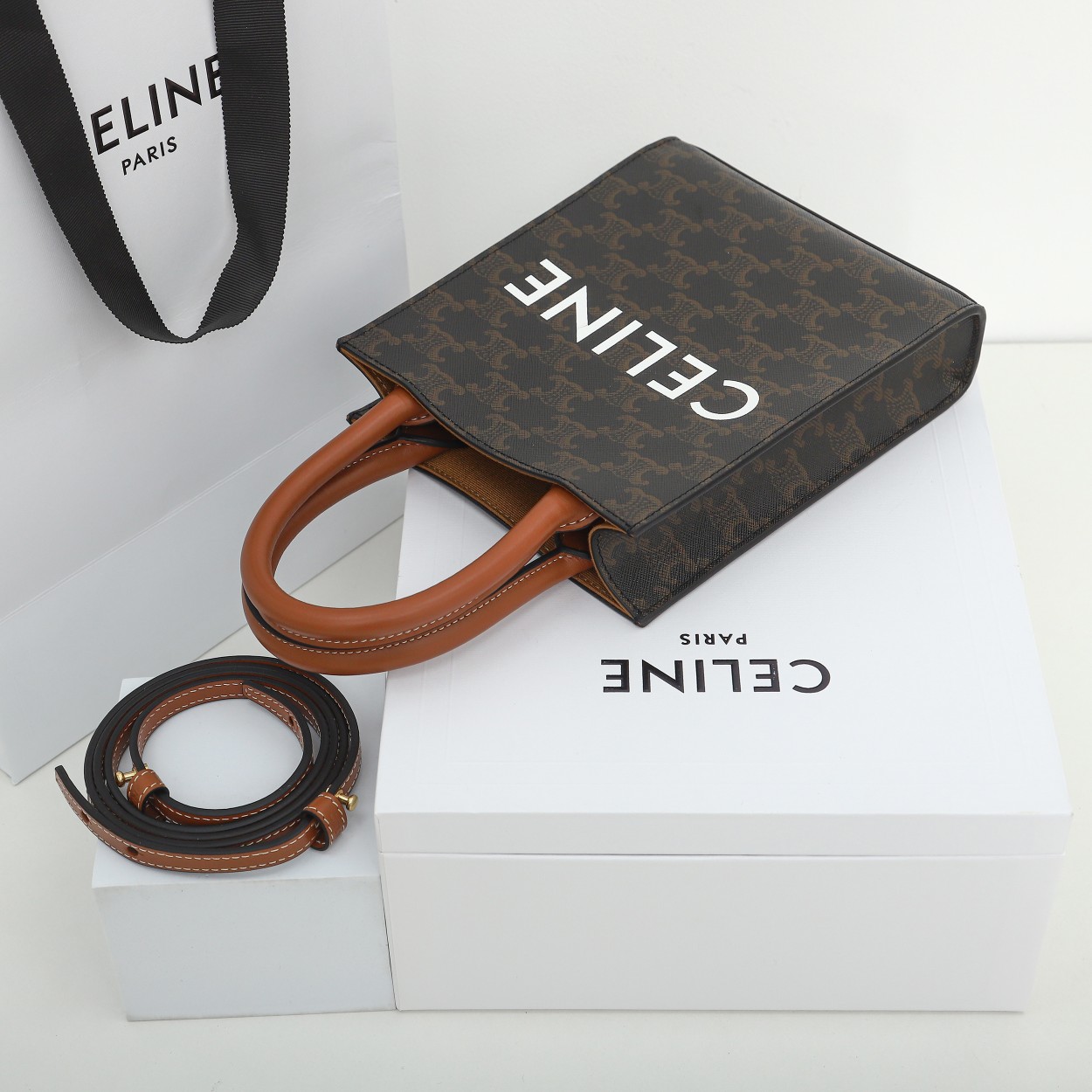 CELINE 赛琳 Cabas 经典老花印花竖款 黄褐色 托特包 手提包 单肩包 斜挎包 黄褐色 194372BZK-04LU