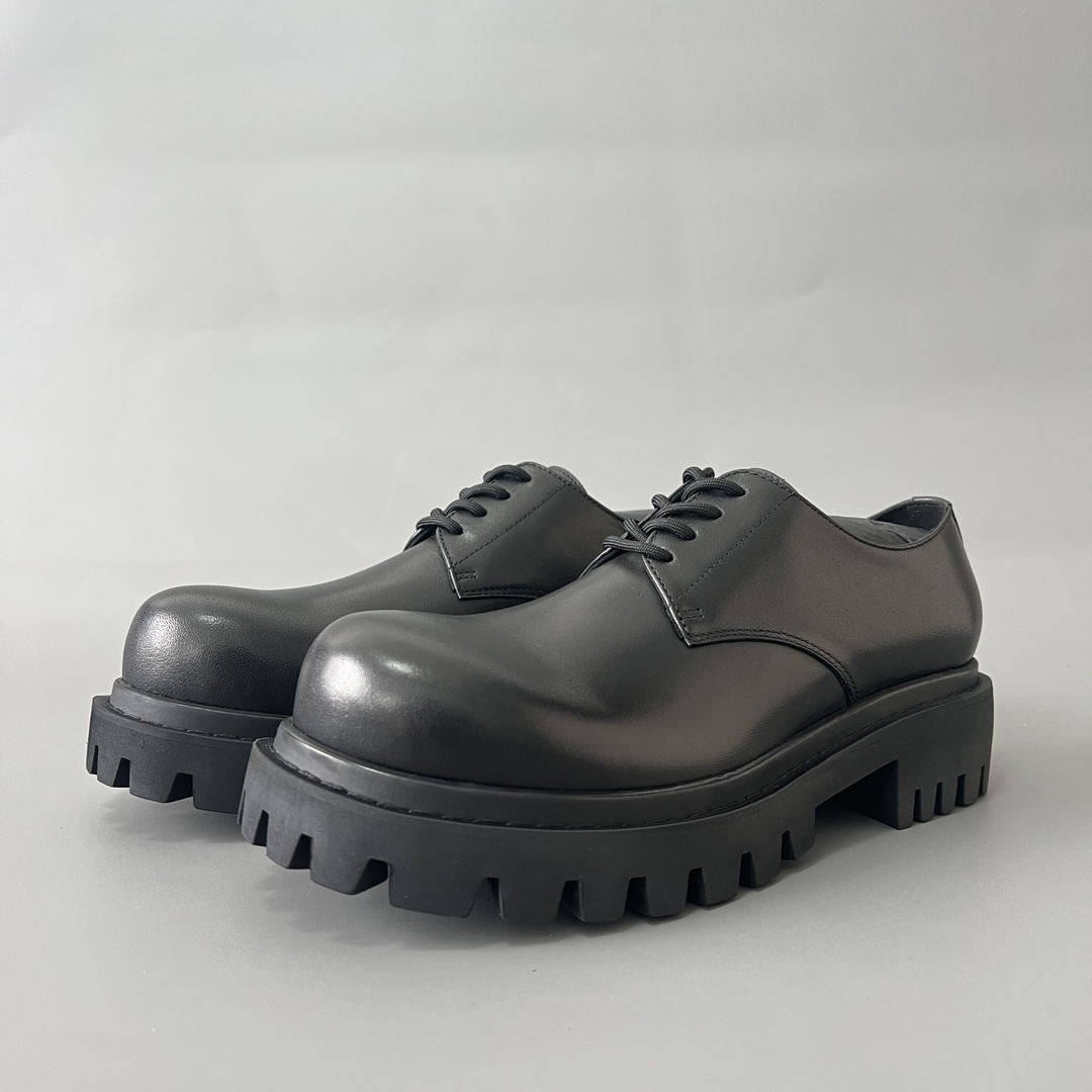 Balenciaga Sergent 巴黎世家 德比 乐福 系带 低筒 老爹鞋 运动 复古板鞋 休闲鞋 男鞋 黑色  701393WBD401000