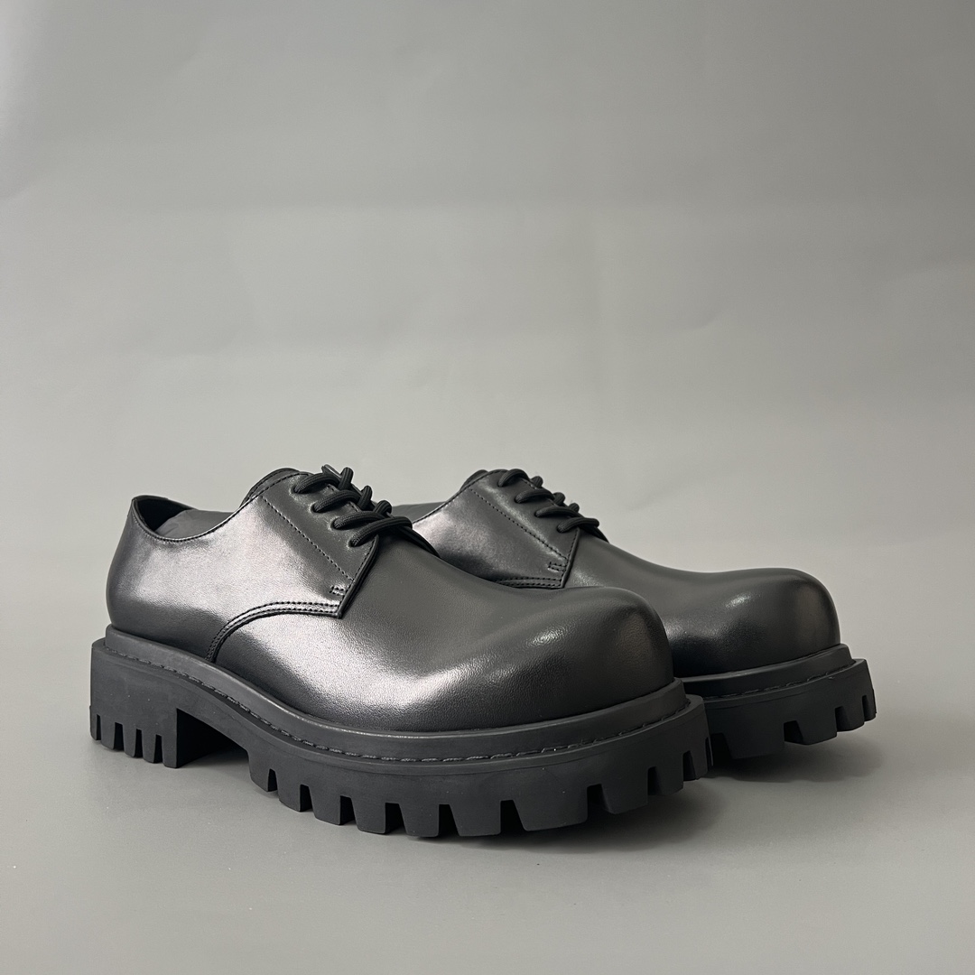 Balenciaga Sergent 巴黎世家 德比 乐福 系带 低筒 老爹鞋 运动 复古板鞋 休闲鞋 男鞋 黑色  701393WBD401000