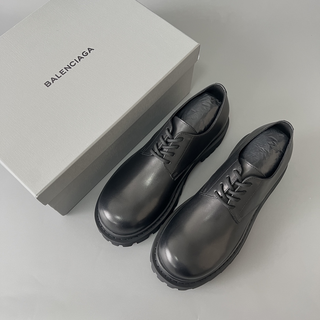 Balenciaga Sergent 巴黎世家 德比 乐福 系带 低筒 老爹鞋 运动 复古板鞋 休闲鞋 男鞋 黑色  701393WBD401000