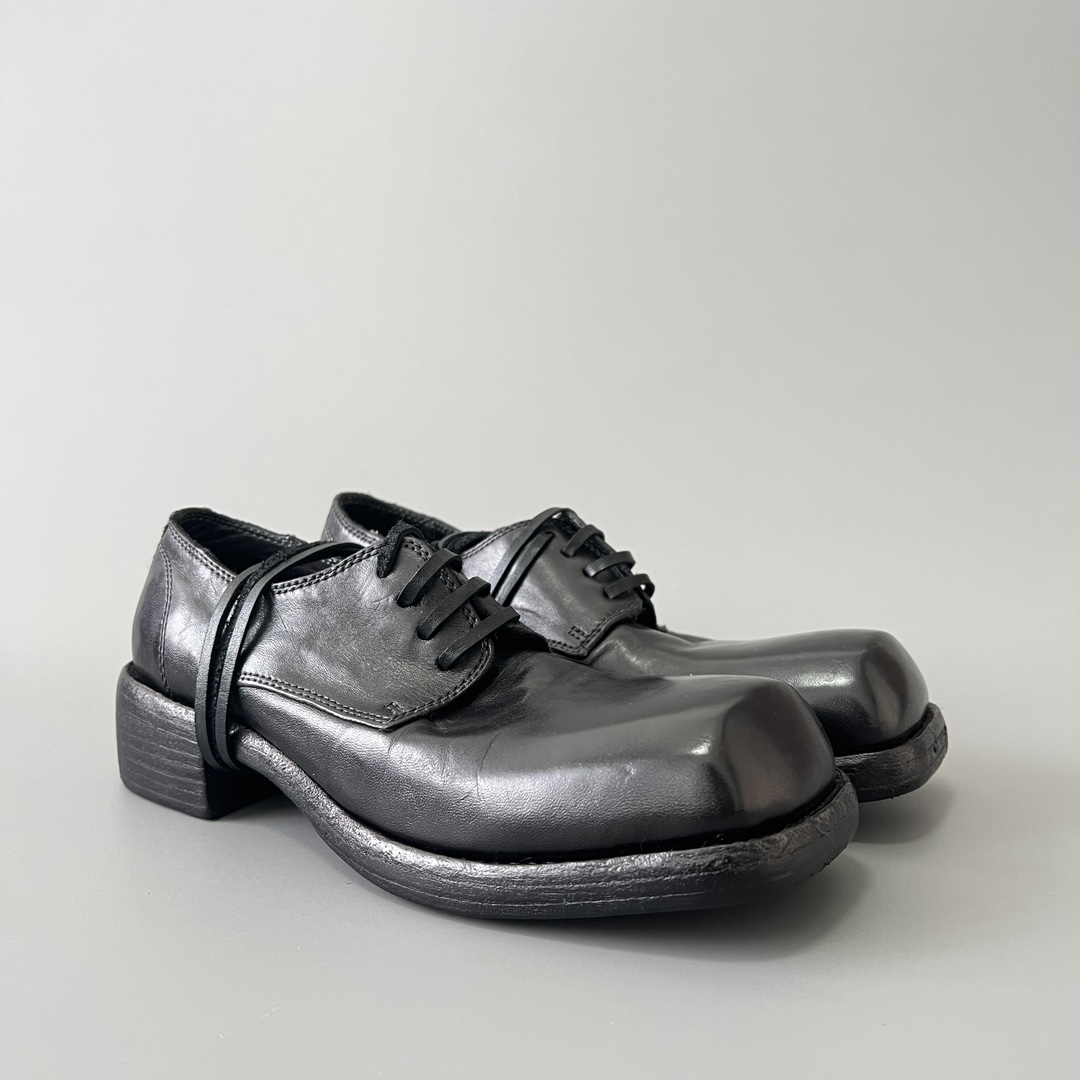 GUlDI 德比 皮鞋 系带 低筒 老爹鞋 运动 复古板鞋 休闲鞋 男鞋 黑色  79082-BLKT