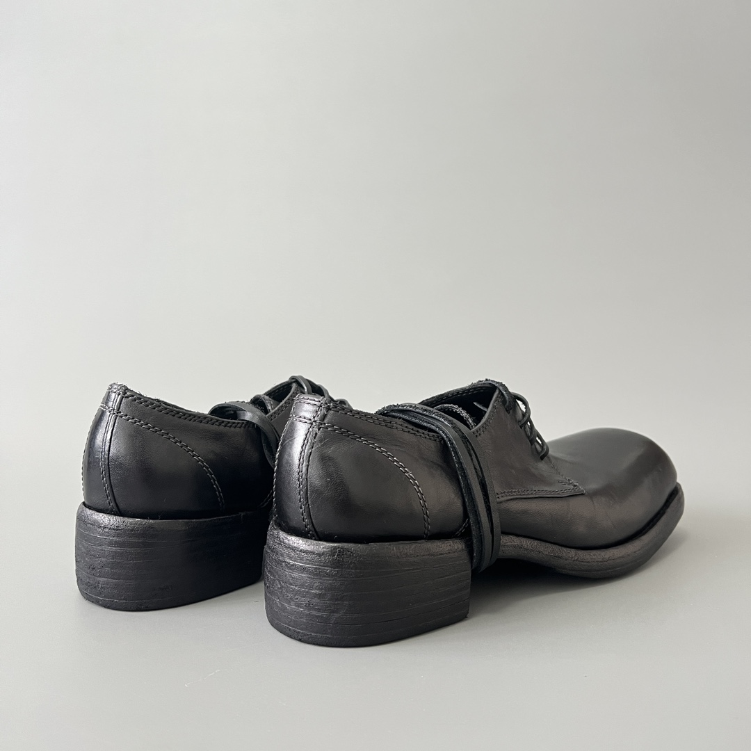 GUlDI 德比 皮鞋 系带 低筒 老爹鞋 运动 复古板鞋 休闲鞋 男鞋 黑色  79082-BLKT