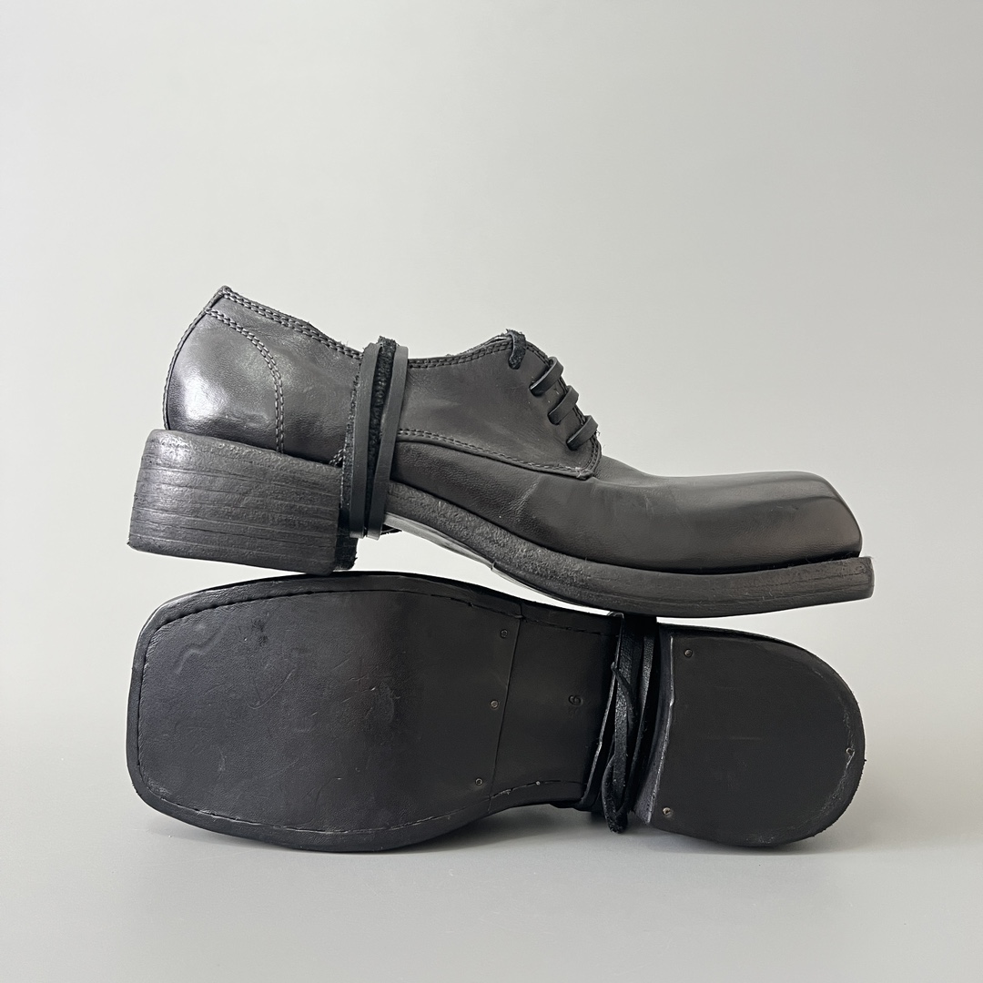 GUlDI 德比 皮鞋 系带 低筒 老爹鞋 运动 复古板鞋 休闲鞋 男鞋 黑色  79082-BLKT