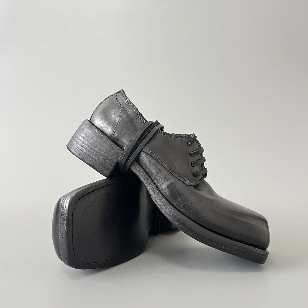 GUlDI 德比 皮鞋 系带 低筒 老爹鞋 运动 复古板鞋 休闲鞋 男鞋 黑色  79082-BLKT