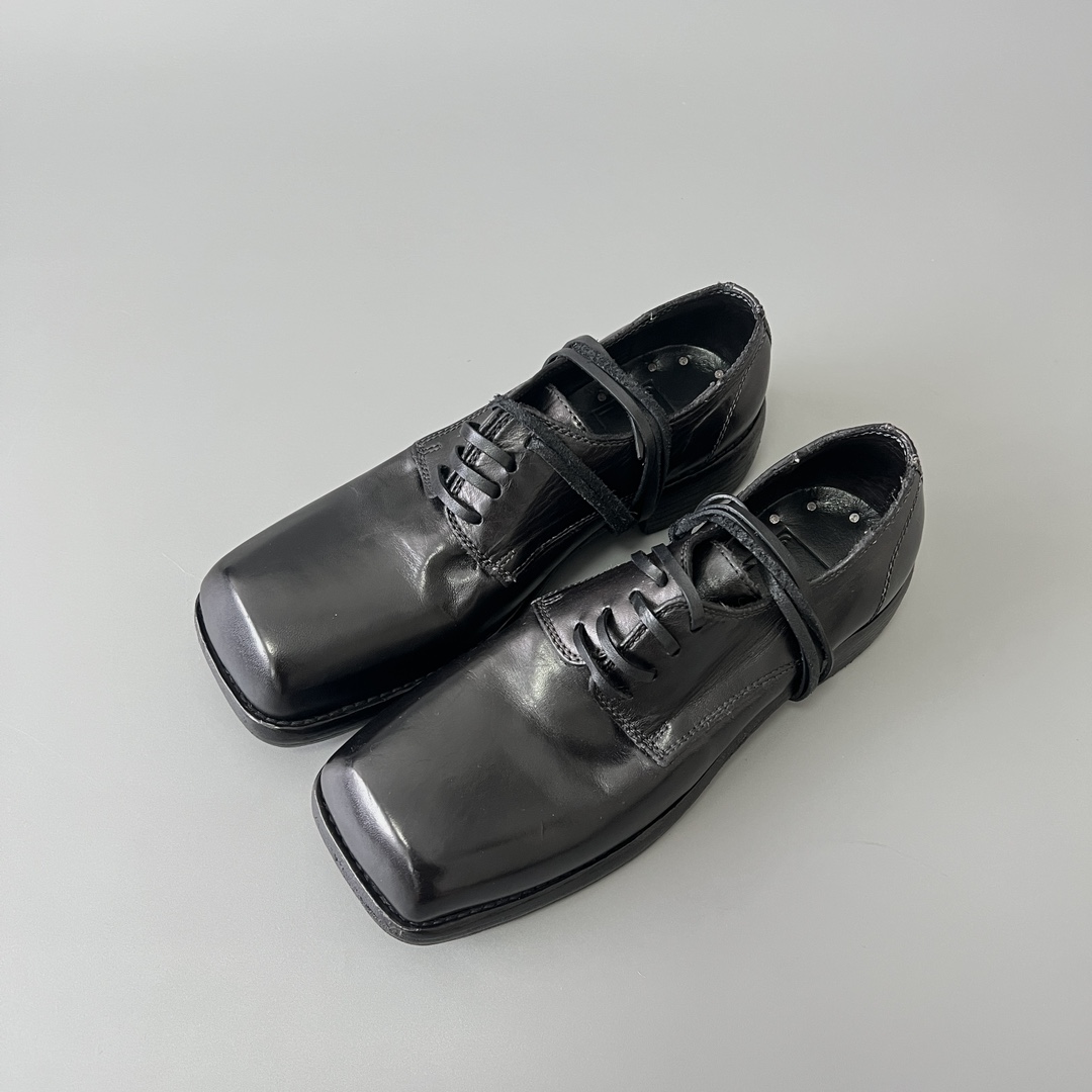 GUlDI 德比 皮鞋 系带 低筒 老爹鞋 运动 复古板鞋 休闲鞋 男鞋 黑色  79082-BLKT