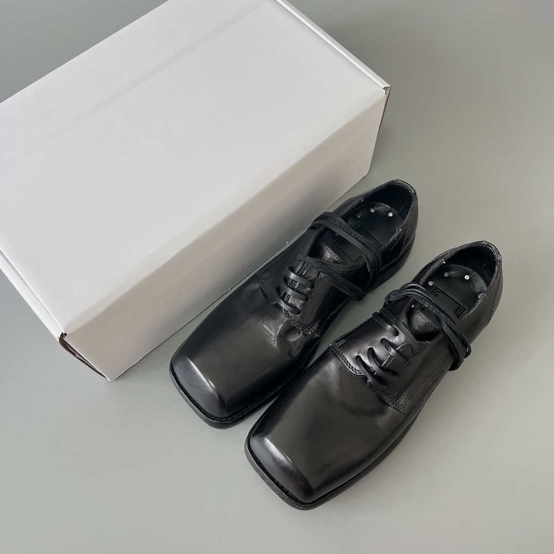 GUlDI 德比 皮鞋 系带 低筒 老爹鞋 运动 复古板鞋 休闲鞋 男鞋 黑色  79082-BLKT