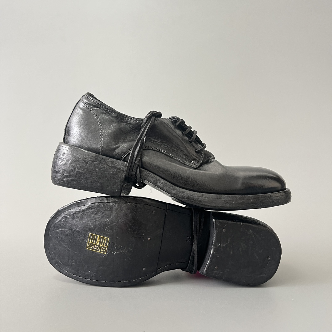 GUlDI 德比 皮鞋 系带 低筒 老爹鞋 运动 复古板鞋 休闲鞋 男鞋 黑色 792Z-CO89T