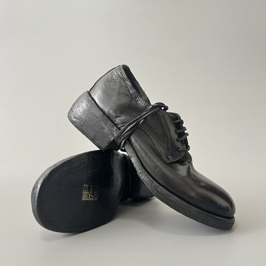 GUlDI 德比 皮鞋 系带 低筒 老爹鞋 运动 复古板鞋 休闲鞋 男鞋 黑色 792Z-CO89T