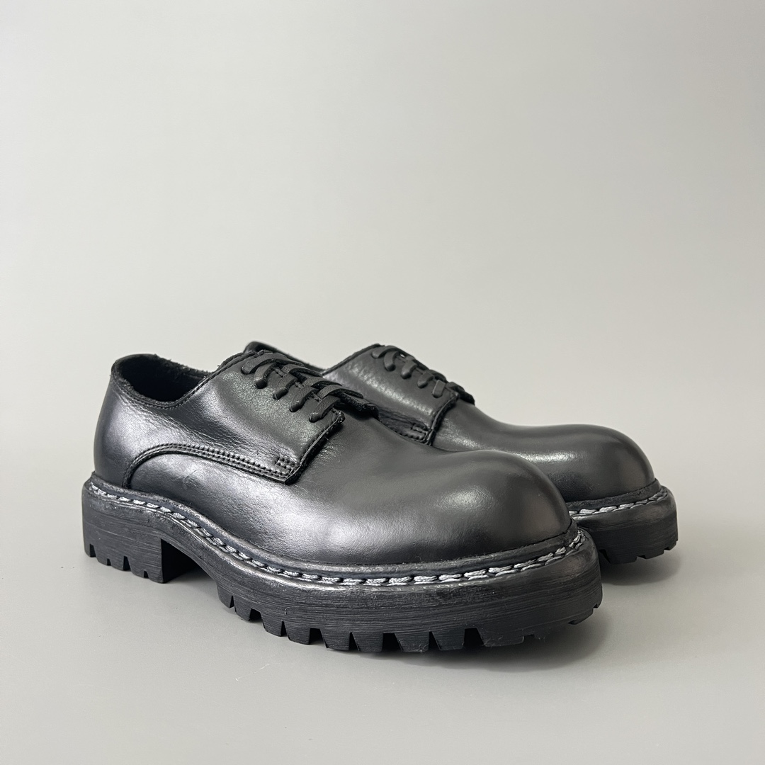 GUlDI 德比 皮鞋 系带 低筒 老爹鞋 运动 复古板鞋 休闲鞋 男鞋 黑色  GR02V-BLKT