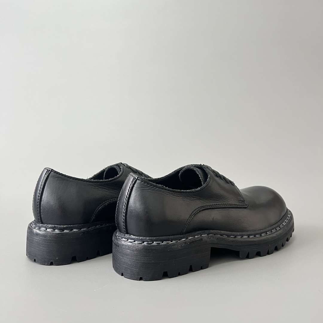 GUlDI 德比 皮鞋 系带 低筒 老爹鞋 运动 复古板鞋 休闲鞋 男鞋 黑色  GR02V-BLKT