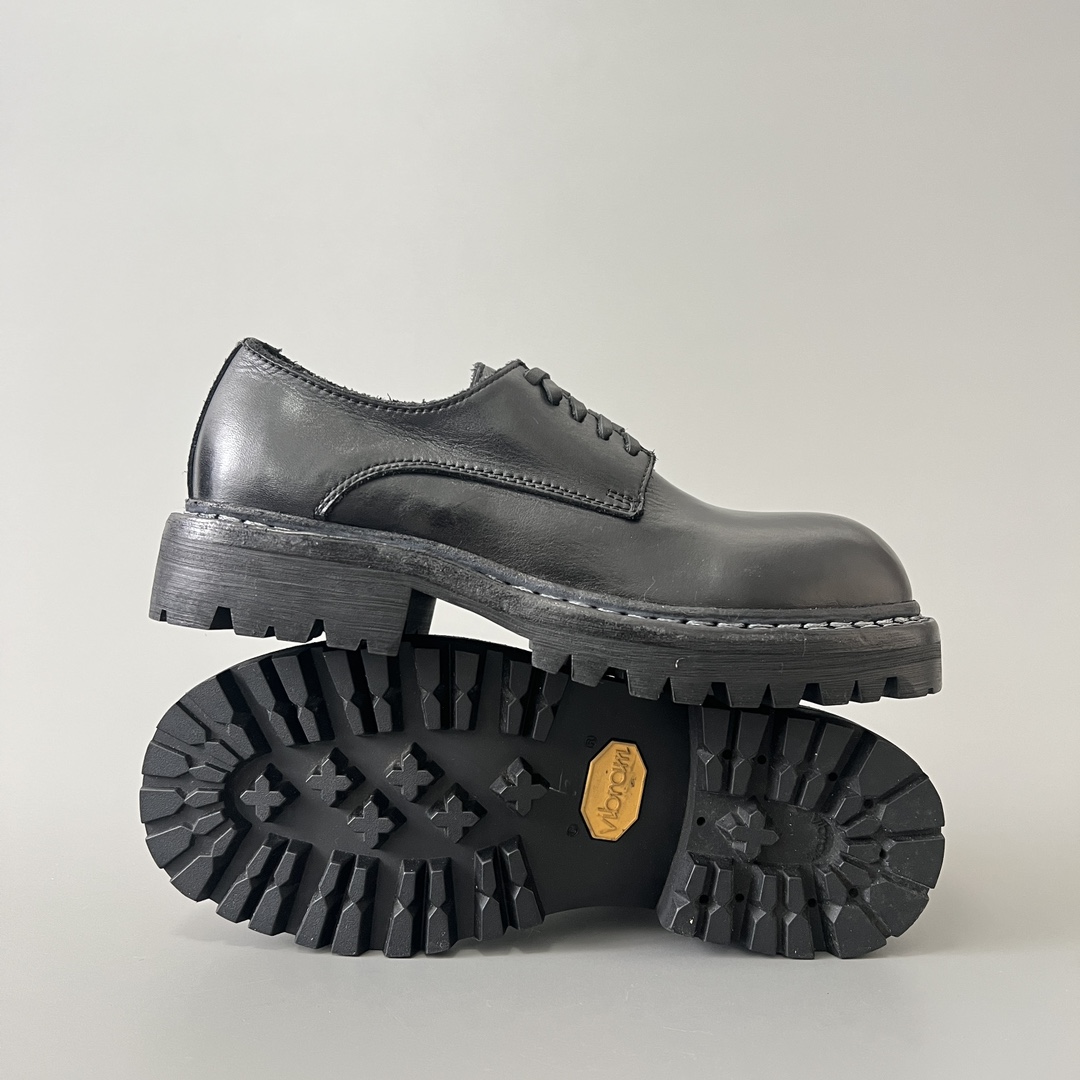 GUlDI 德比 皮鞋 系带 低筒 老爹鞋 运动 复古板鞋 休闲鞋 男鞋 黑色  GR02V-BLKT