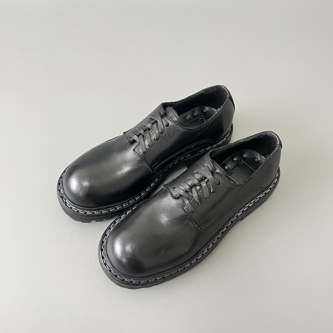 GUlDI 德比 皮鞋 系带 低筒 老爹鞋 运动 复古板鞋 休闲鞋 男鞋 黑色  GR02V-BLKT