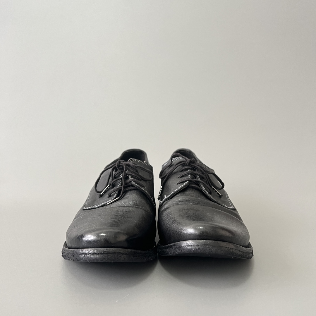 GUlDI 德比 尖头 CCP 皮鞋 系带 低筒 老爹鞋 运动 复古板鞋 休闲鞋 男鞋 黑色 