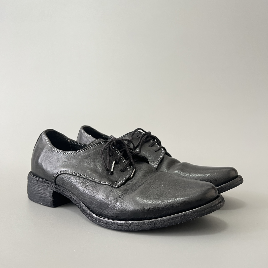 GUlDI 德比 尖头 CCP 皮鞋 系带 低筒 老爹鞋 运动 复古板鞋 休闲鞋 男鞋 黑色 